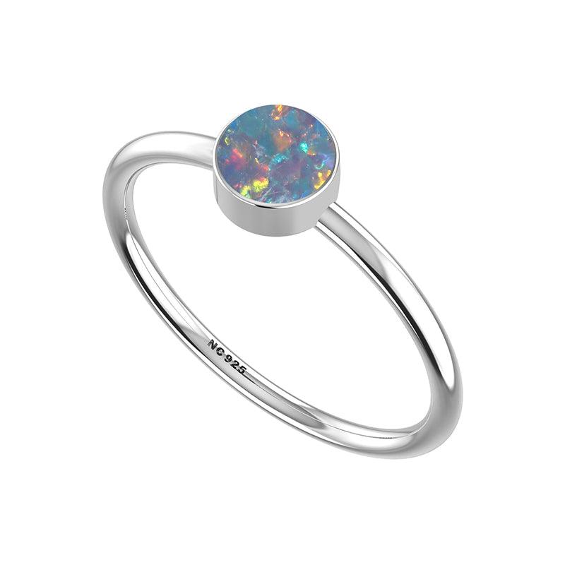 Natural Australian Opal Rings for Women in Sterling Silver (Pack of 12, Bezel-Set)