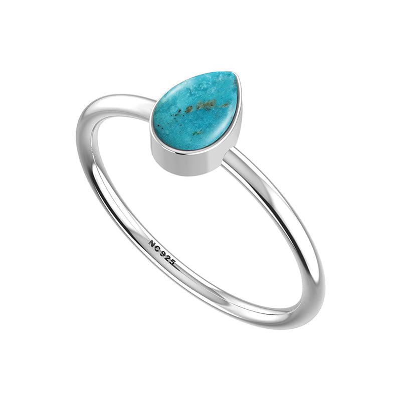 925 Sterling Silver Natural Turquoise Stackable Ring Bezel Set Jewelry Pack of 12