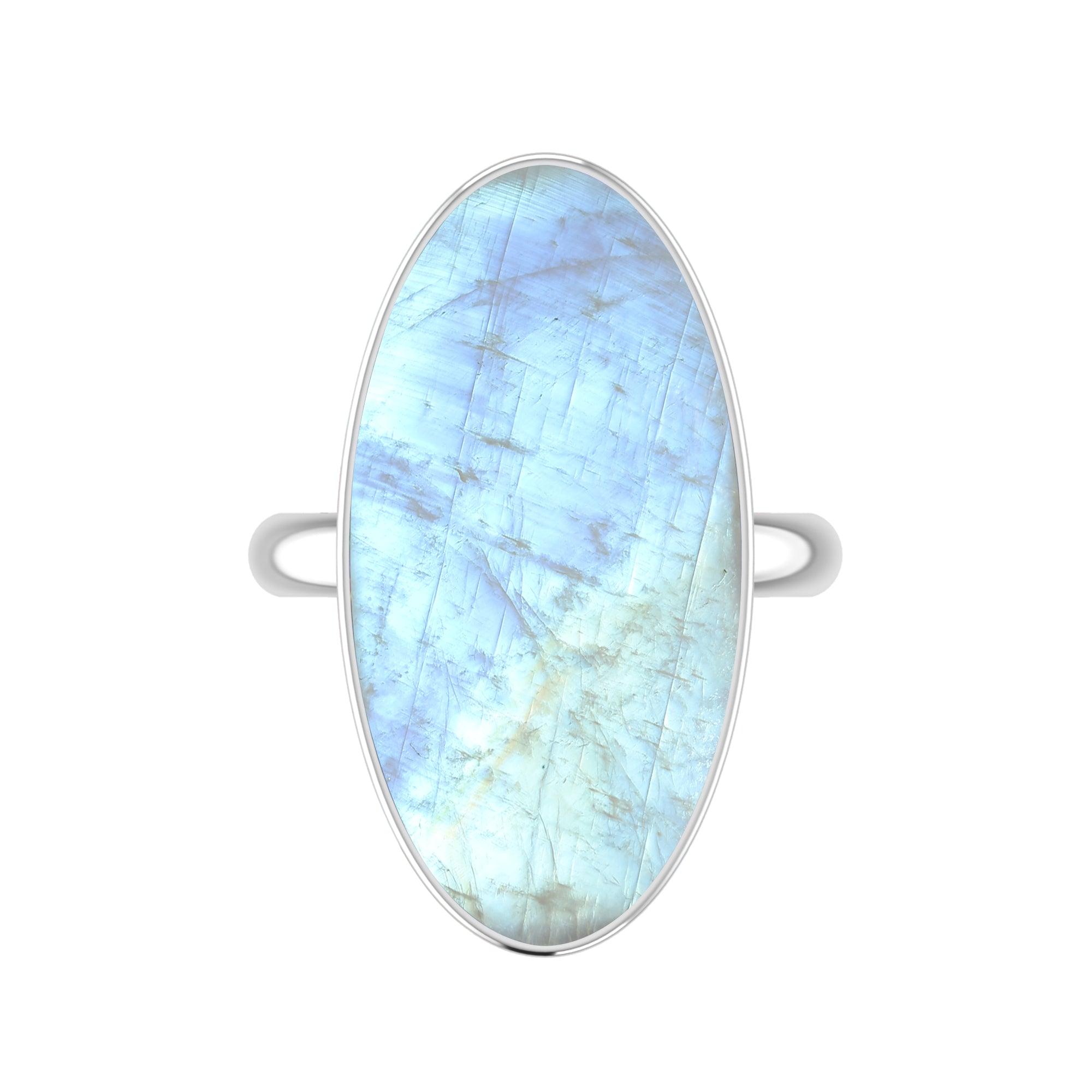 925 Sterling Silver Natural Cab Rainbow Moonstone Ring Bezel Set Jewelry Pack Of 4