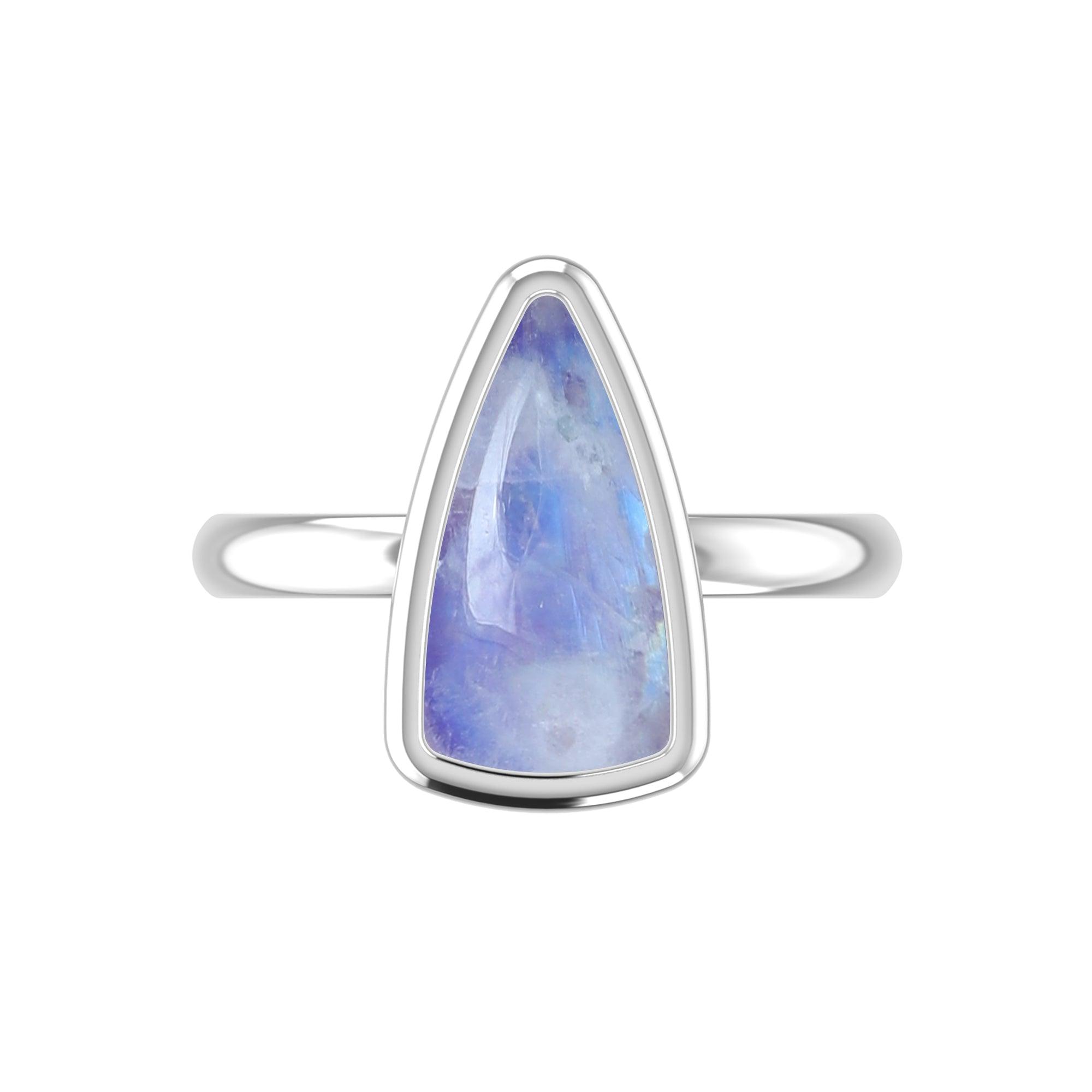 Natural Purple Moonstone Ring 925 Sterling Silver Bezel Set Handmade Jewelry Pack of 6 - (Box 4)