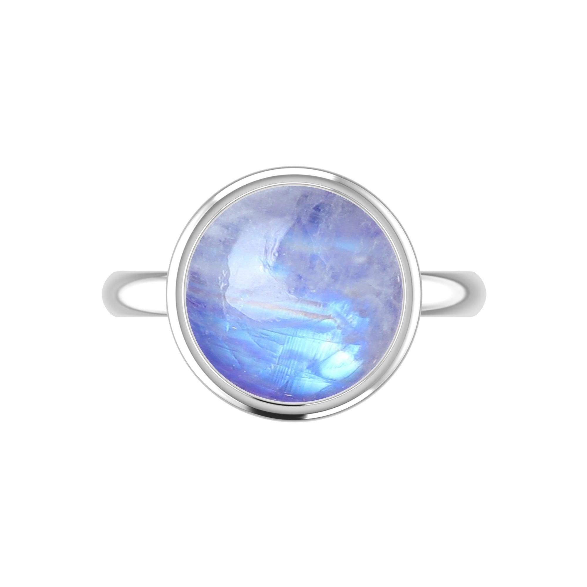 Natural Purple Moonstone Ring 925 Sterling Silver Bezel Set Handmade Jewelry Pack of 6 - (Box 4)