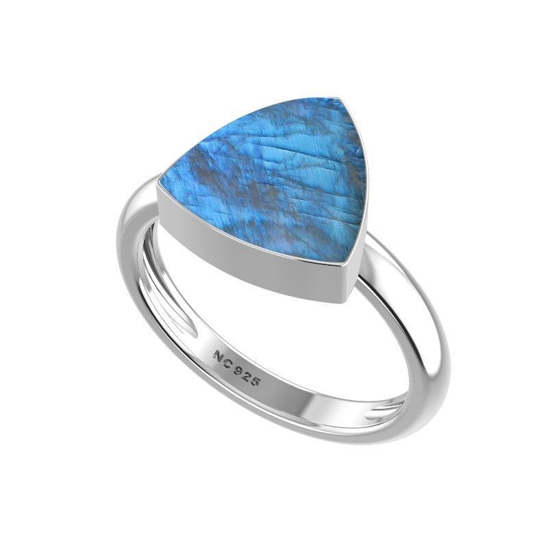 Natural Labradorite Ring 925 Sterling Silver Ring Handmade Silver Jewelry Set of 6 (Box 2)