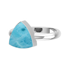 Natural Larimar Ring 925 Sterling Silver Bezel Set Handmade Jewelry Pack of 6 - (Box 2)