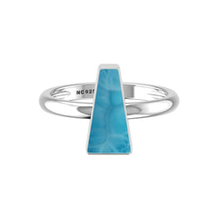 Natural Larimar Ring 925 Sterling Silver Bezel Set Handmade Jewelry Pack of 6 - (Box 2)