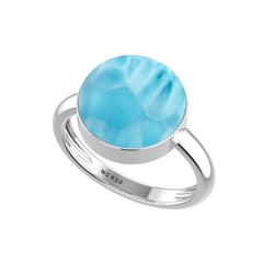 Natural Larimar Ring 925 Sterling Silver Bezel Set Handmade Jewelry Pack of 6 - (Box 2)