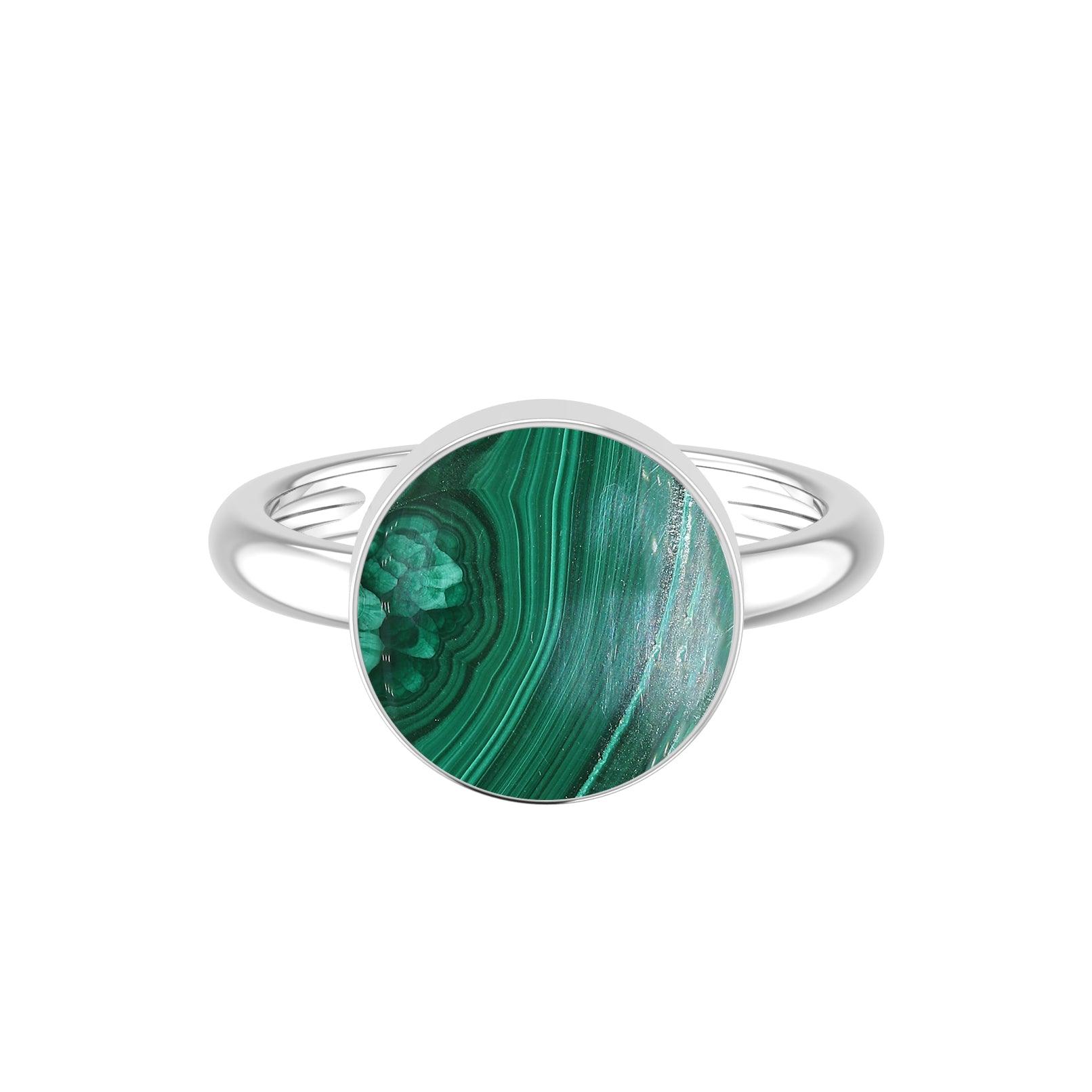 Natural Malachite Ring 925 Sterling Silver Ring Handmade Silver Jewelry Pack of 6 (Box 2)