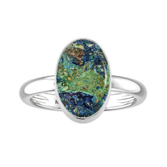 Natural Azurite Malachite Ring 925 Sterling Silver Handmade Bezel Set Jewelry Pack of 6 - (Box 1)