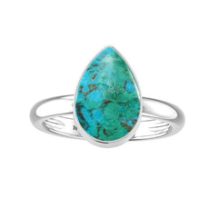 Natural Chrysocolla Ring 925 Sterling Silver Bezel Set Handmade Jewelry Pack of 6 - (Box 1)