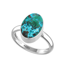 Natural Chrysocolla Ring 925 Sterling Silver Bezel Set Handmade Jewelry Pack of 6 - (Box 1)