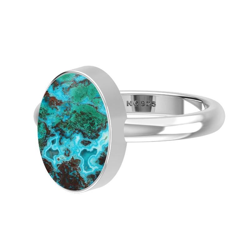 Natural Chrysocolla Ring 925 Sterling Silver Bezel Set Handmade Jewelry Pack of 6 - (Box 1)