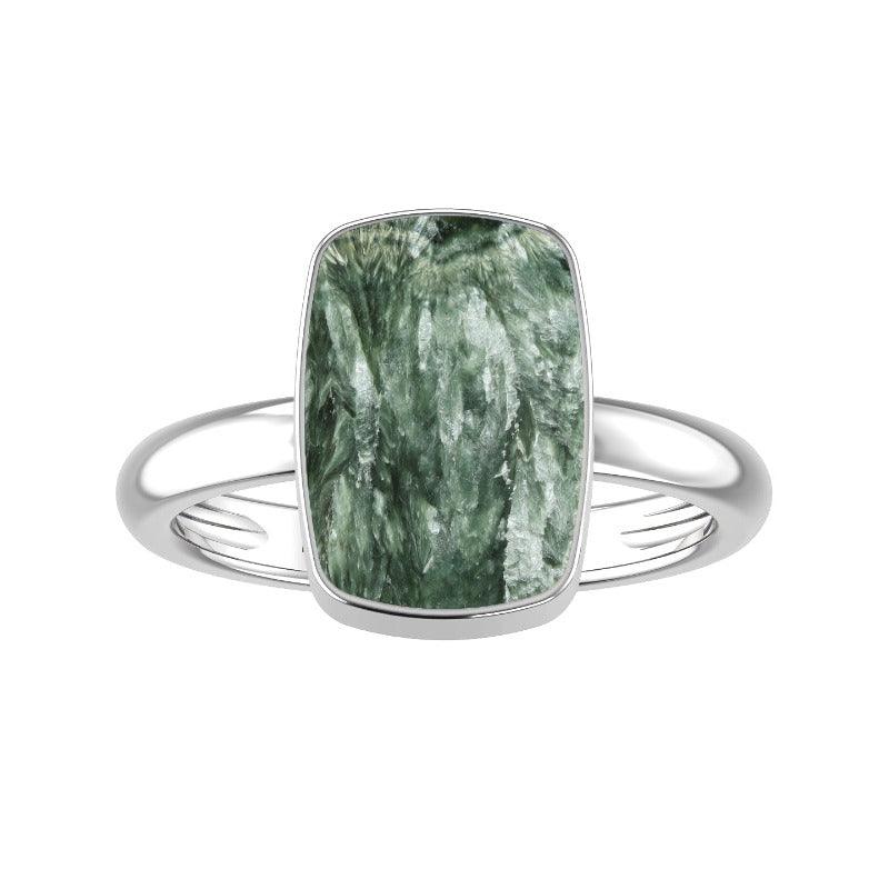 Natural Seraphinite Ring 925 Sterling Silver Bezel Set Handmade Jewelry Pack of 6 - (Box 1)