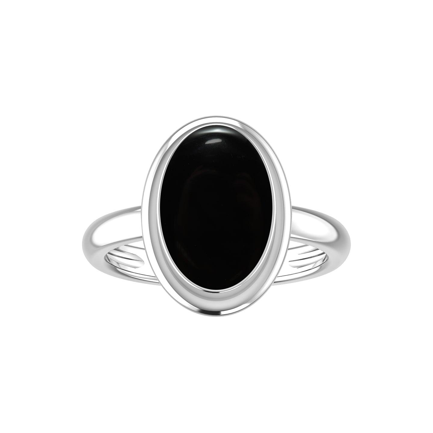 Natural Black Onyx Rings for Women in Sterling Silver (Pack of 6, Bezel-Set)