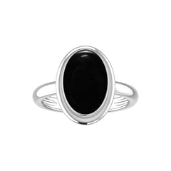 Natural Black Onyx Rings for Women in Sterling Silver (Pack of 6, Bezel-Set)