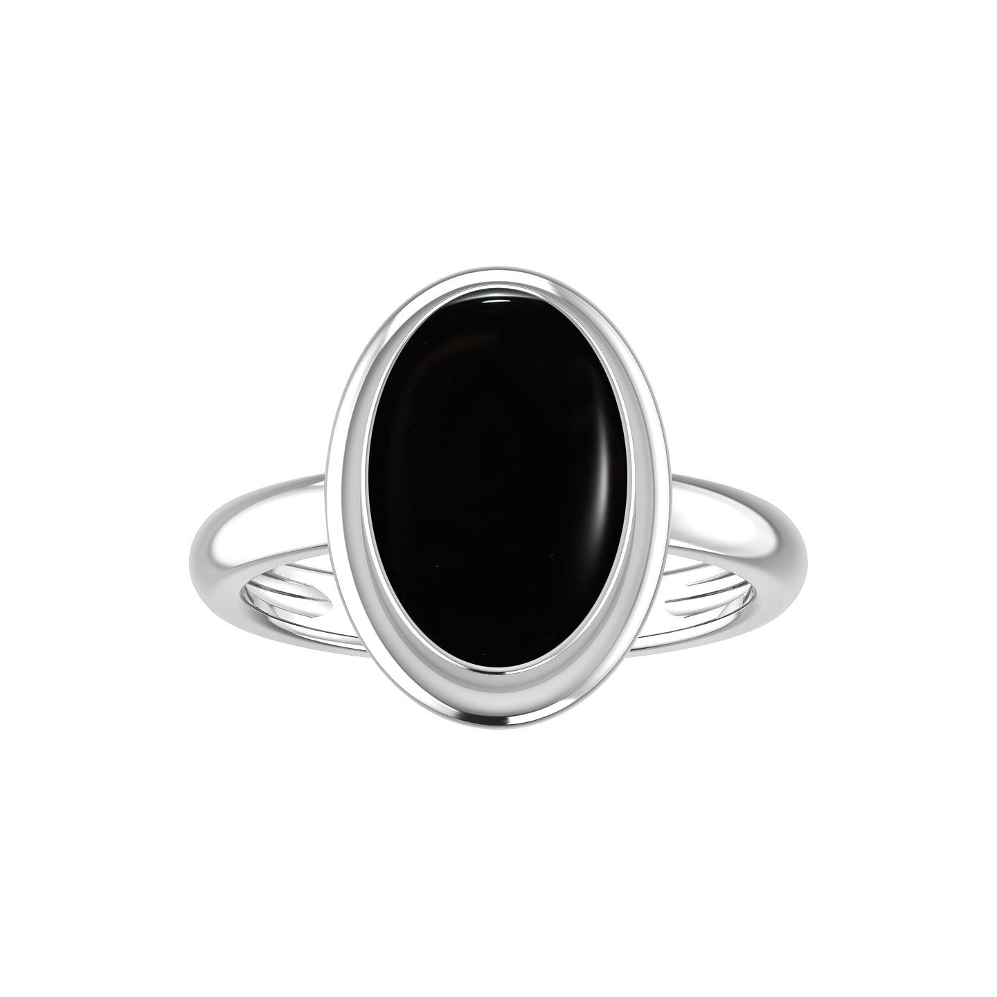 Natural Black Onyx Rings for Women in Sterling Silver (Pack of 6, Bezel-Set)