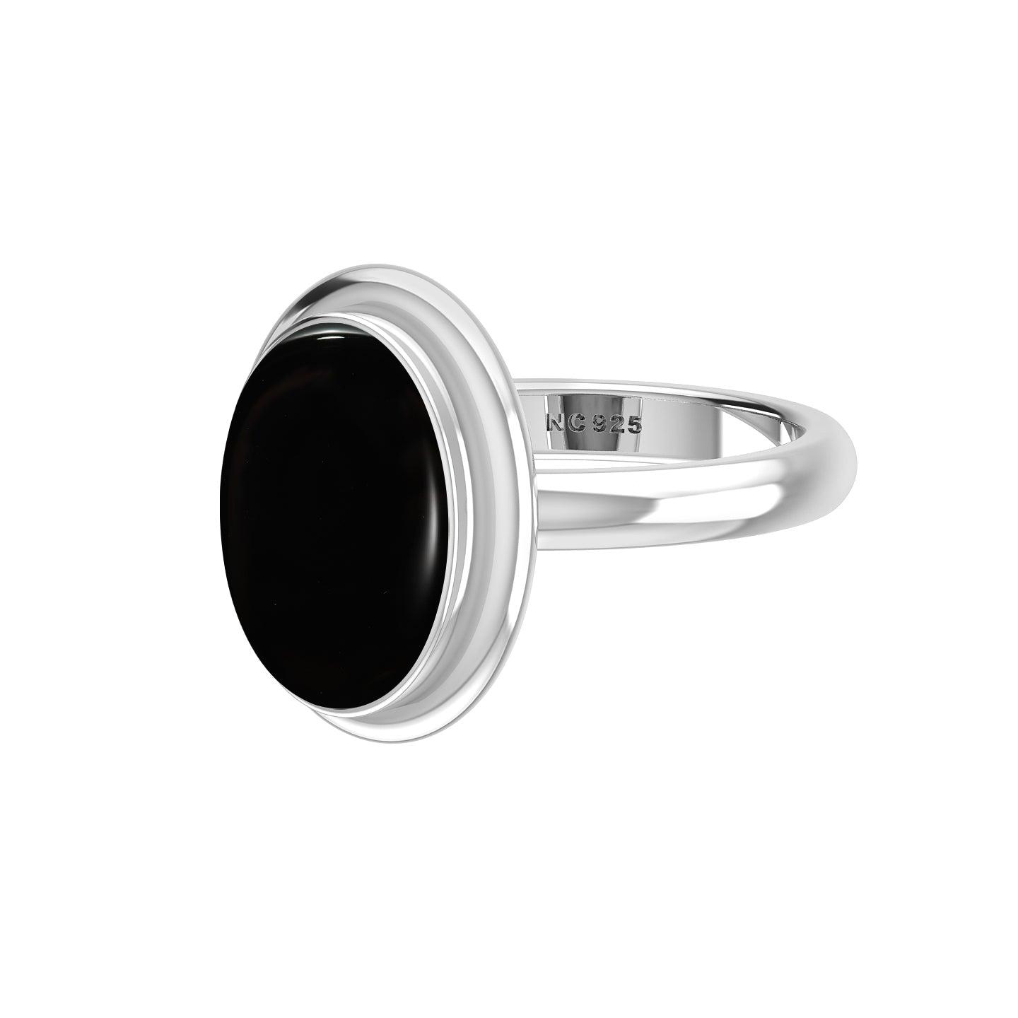 Natural Black Onyx Rings for Women in Sterling Silver (Pack of 6, Bezel-Set)