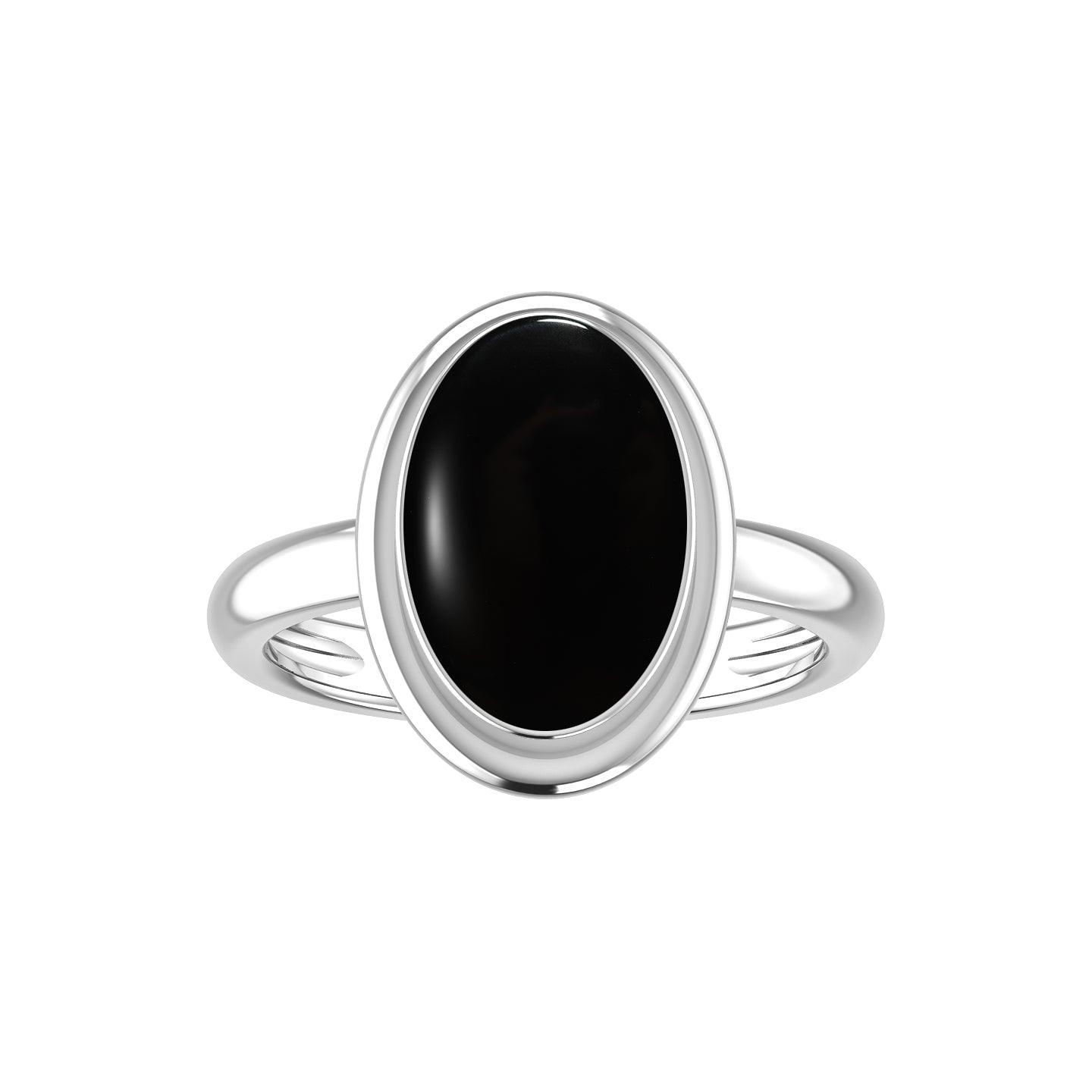 Natural Black Onyx Rings for Women in Sterling Silver (Pack of 6, Bezel-Set)