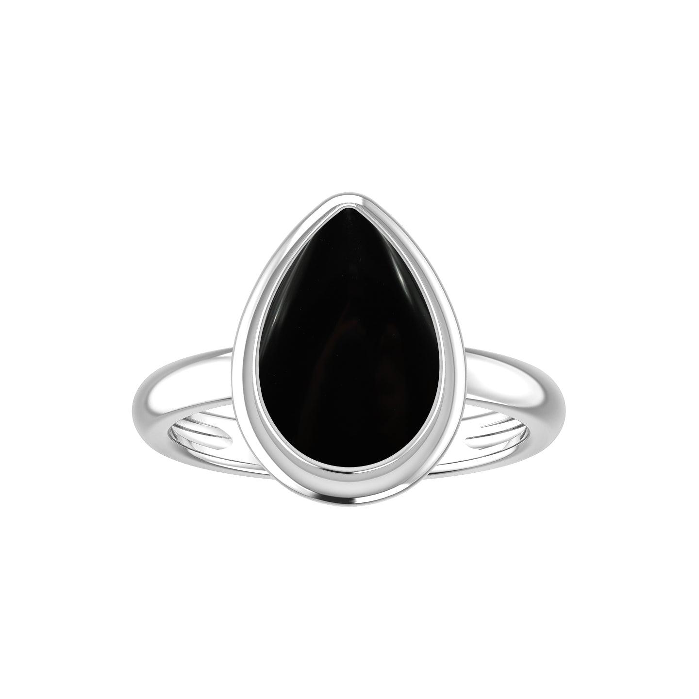 Natural Black Onyx Rings for Women in Sterling Silver (Pack of 6, Bezel-Set)