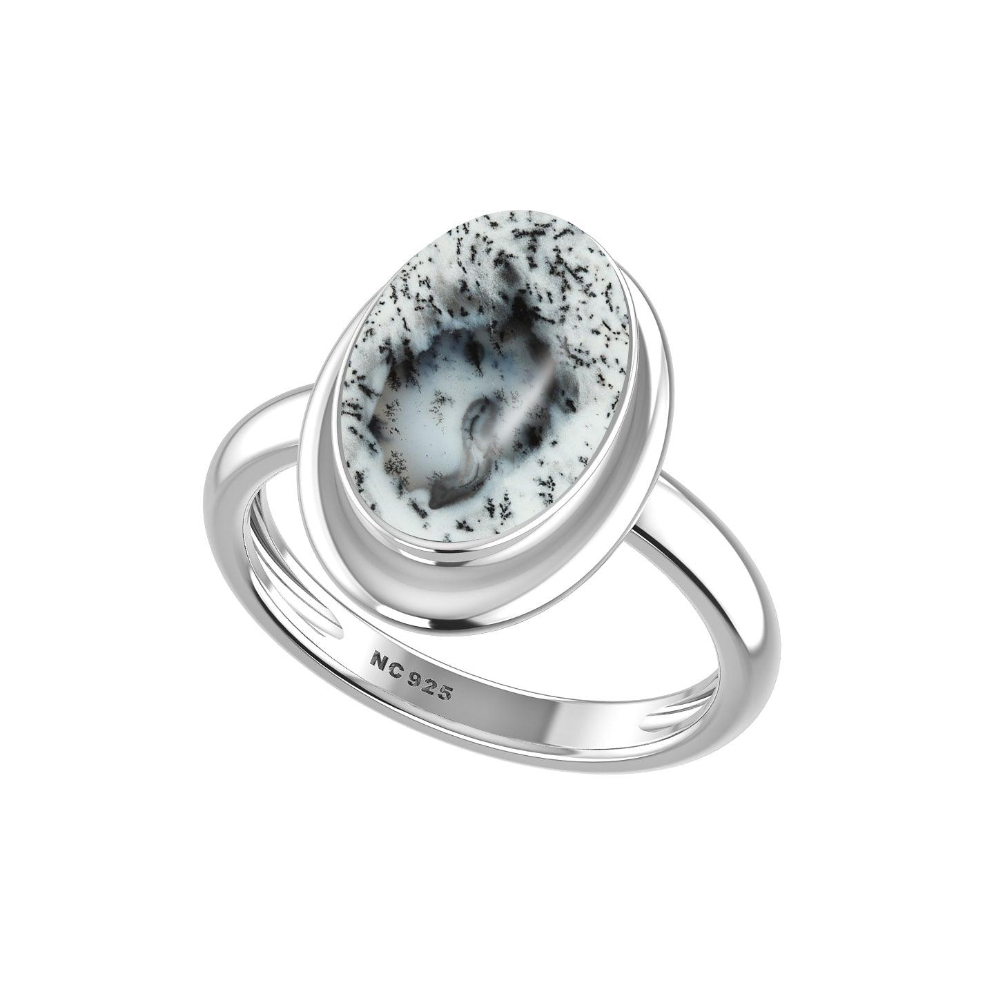 Natural Dendritic Opal Rings for Women in Sterling Silver (Pack of 6, Bezel-Set)