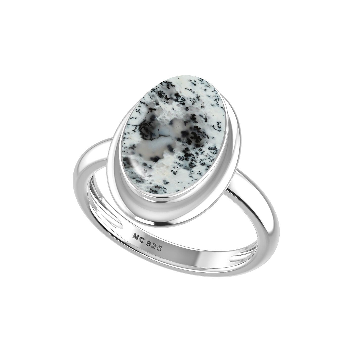 Natural Dendritic Opal Rings for Women in Sterling Silver (Pack of 6, Bezel-Set)