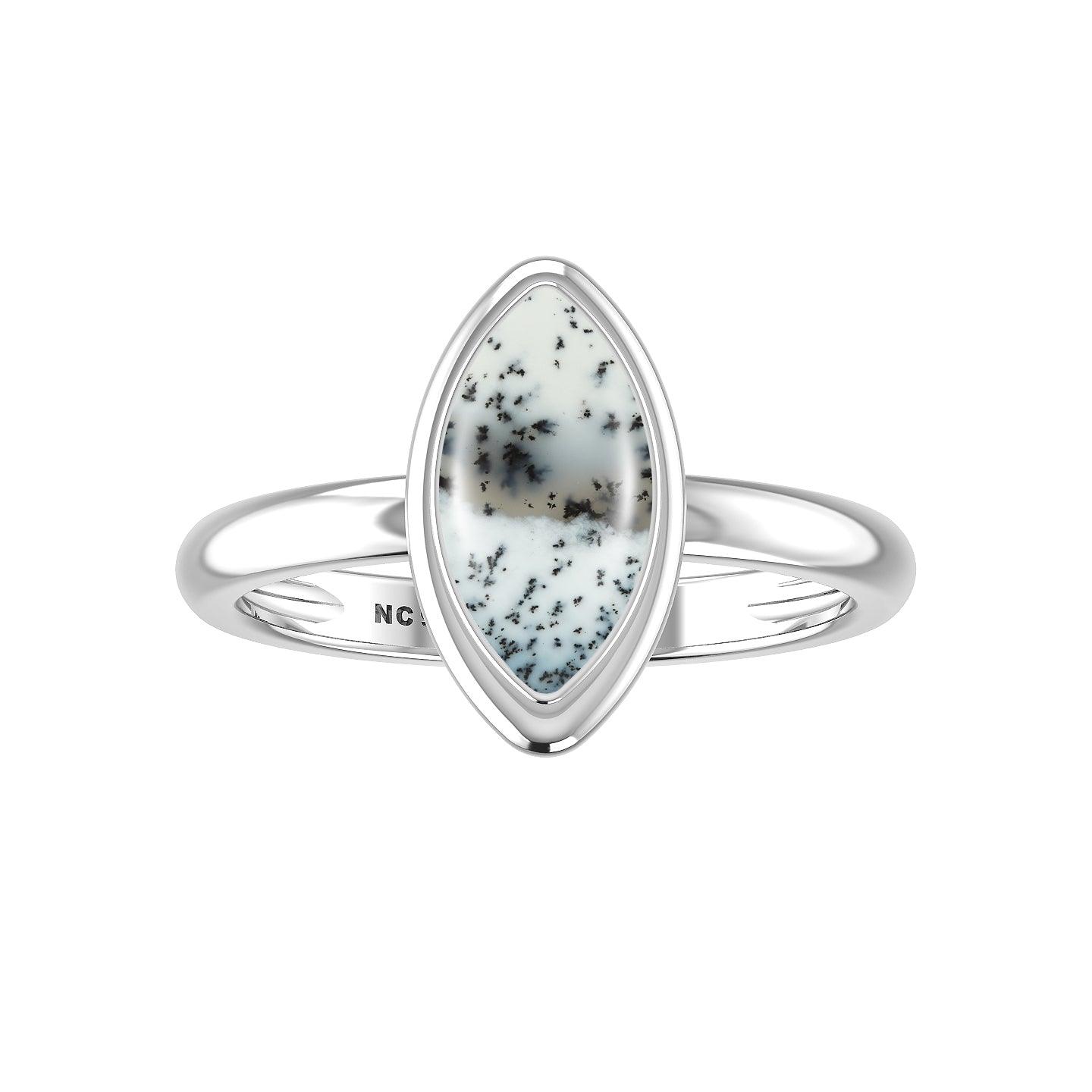 Natural Dendritic Opal Rings for Women in Sterling Silver (Pack of 6, Bezel-Set)