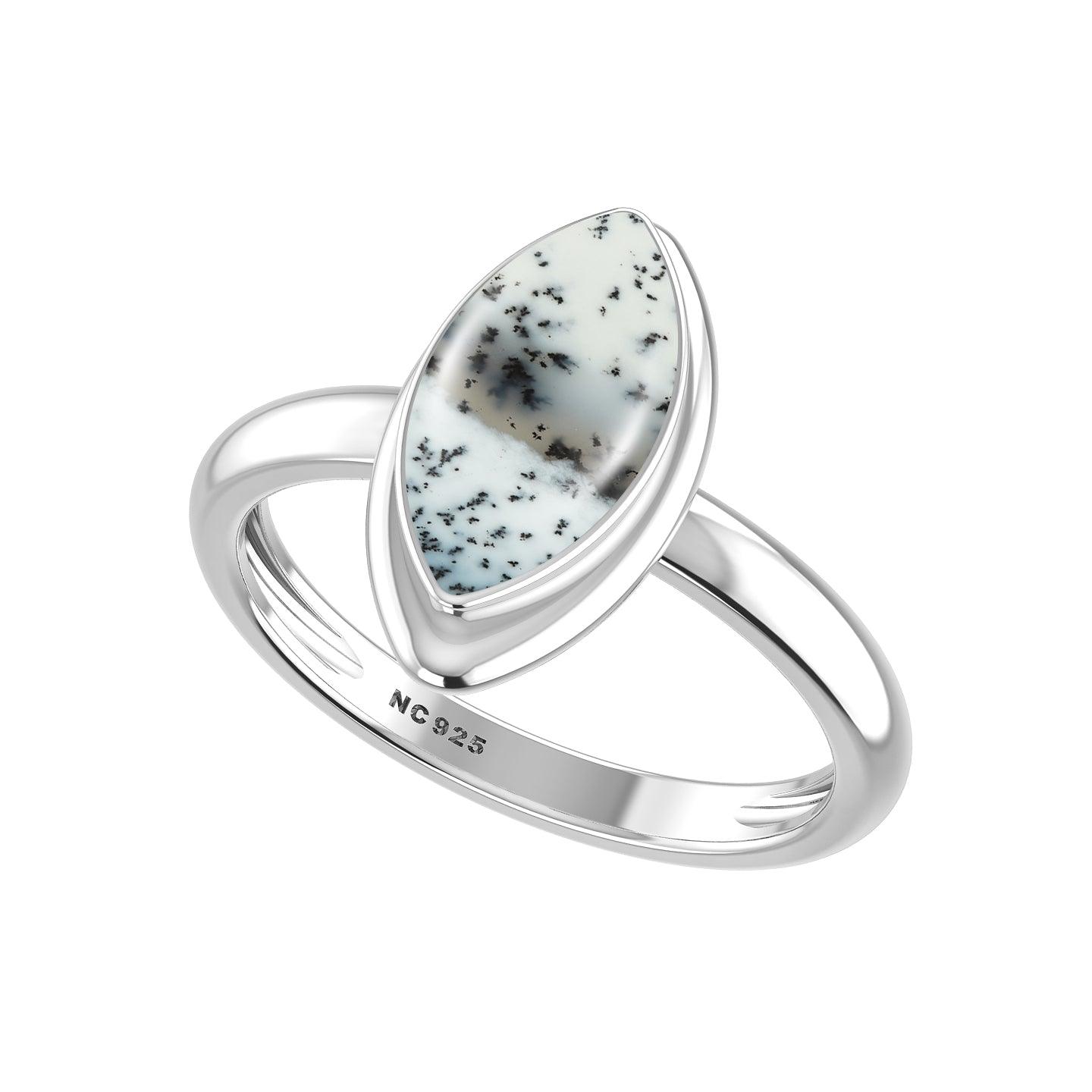 Natural Dendritic Opal Rings for Women in Sterling Silver (Pack of 6, Bezel-Set)