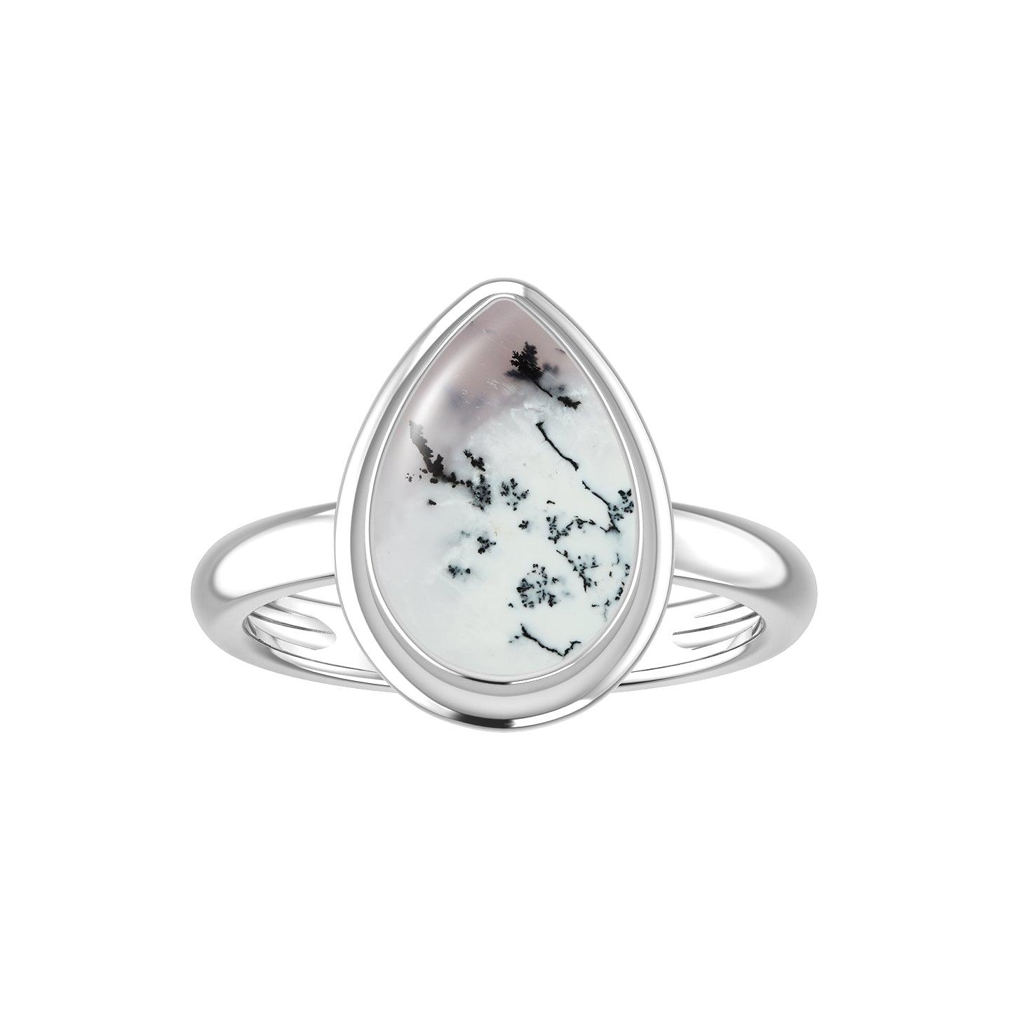 Natural Dendritic Opal Rings for Women in Sterling Silver (Pack of 6, Bezel-Set)