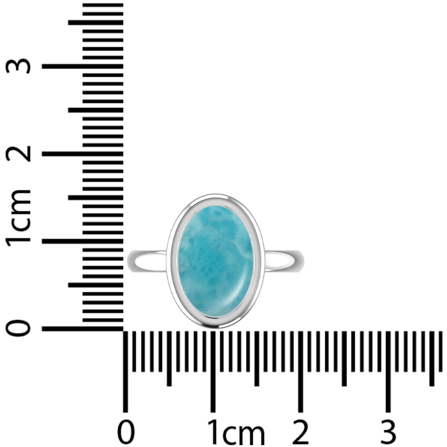 Natural Larimar Rings for Women in Sterling Silver (Pack of 6, Bezel-Set)