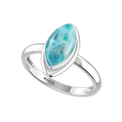Natural Larimar Ring 925 Sterling Silver Bezel Set Handmade Jewelry Pack of 6 - (Box 3)