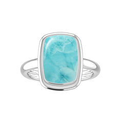 Natural Larimar Ring 925 Sterling Silver Bezel Set Handmade Jewelry Pack of 6 - (Box 3)