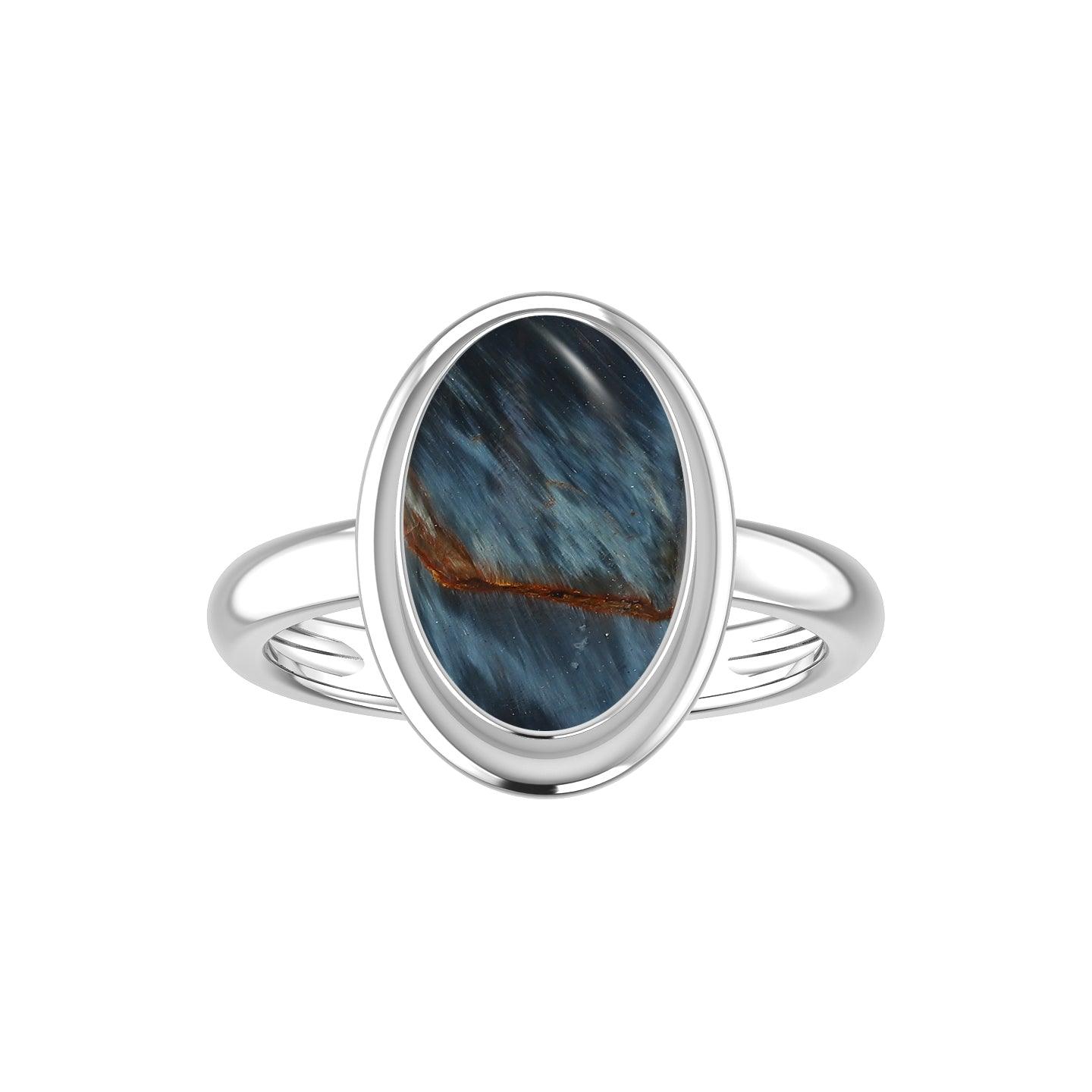 Natural Pietersite Rings for Women in Sterling Silver (Pack of 6, Bezel-Set)