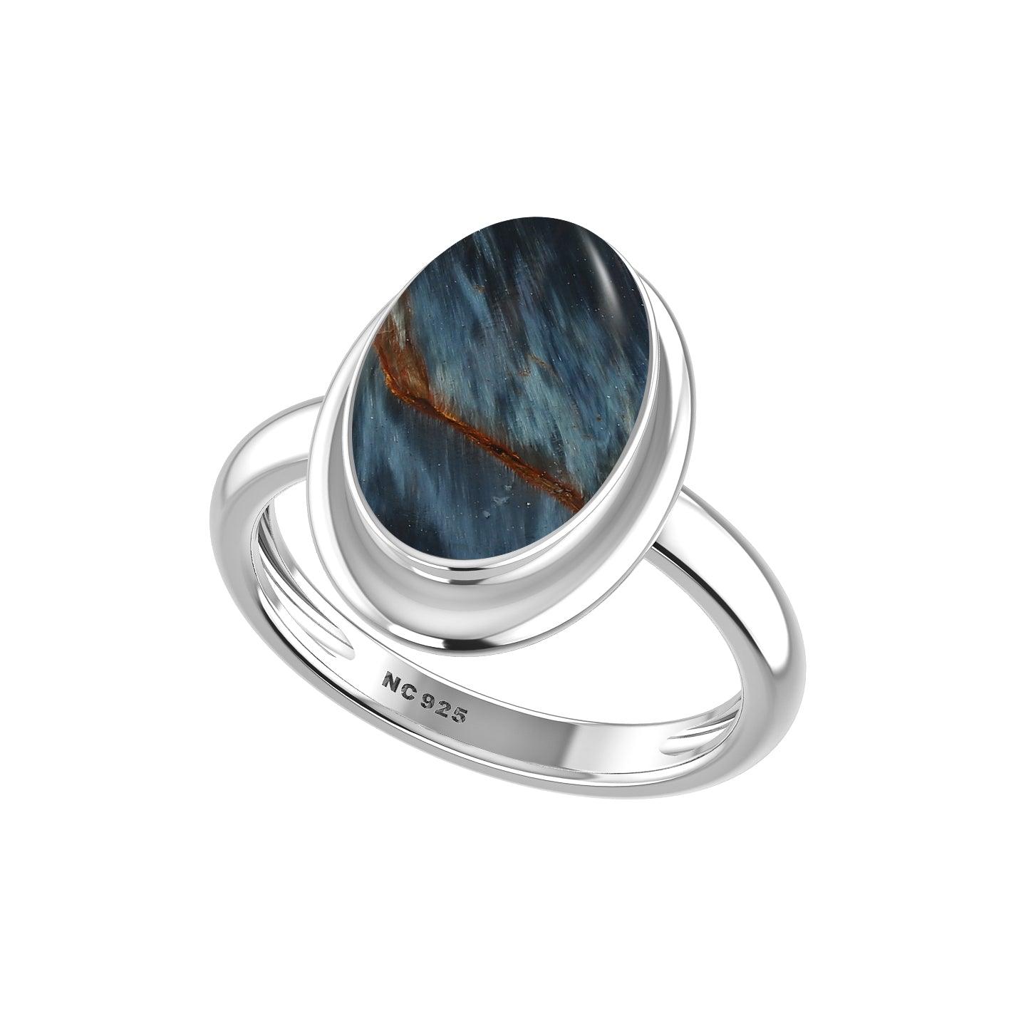 Natural Pietersite Rings for Women in Sterling Silver (Pack of 6, Bezel-Set)