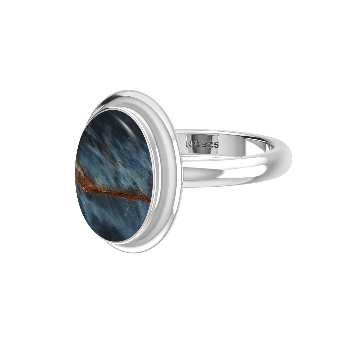 Natural Pietersite Rings for Women in Sterling Silver (Pack of 6, Bezel-Set)