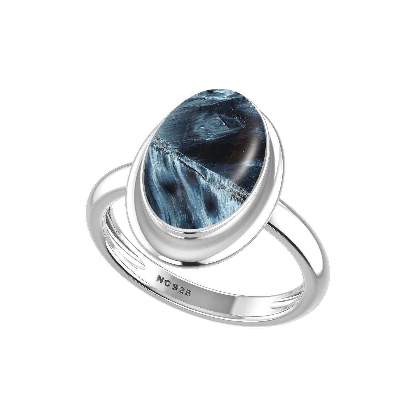 Natural Pietersite Rings for Women in Sterling Silver (Pack of 6, Bezel-Set)