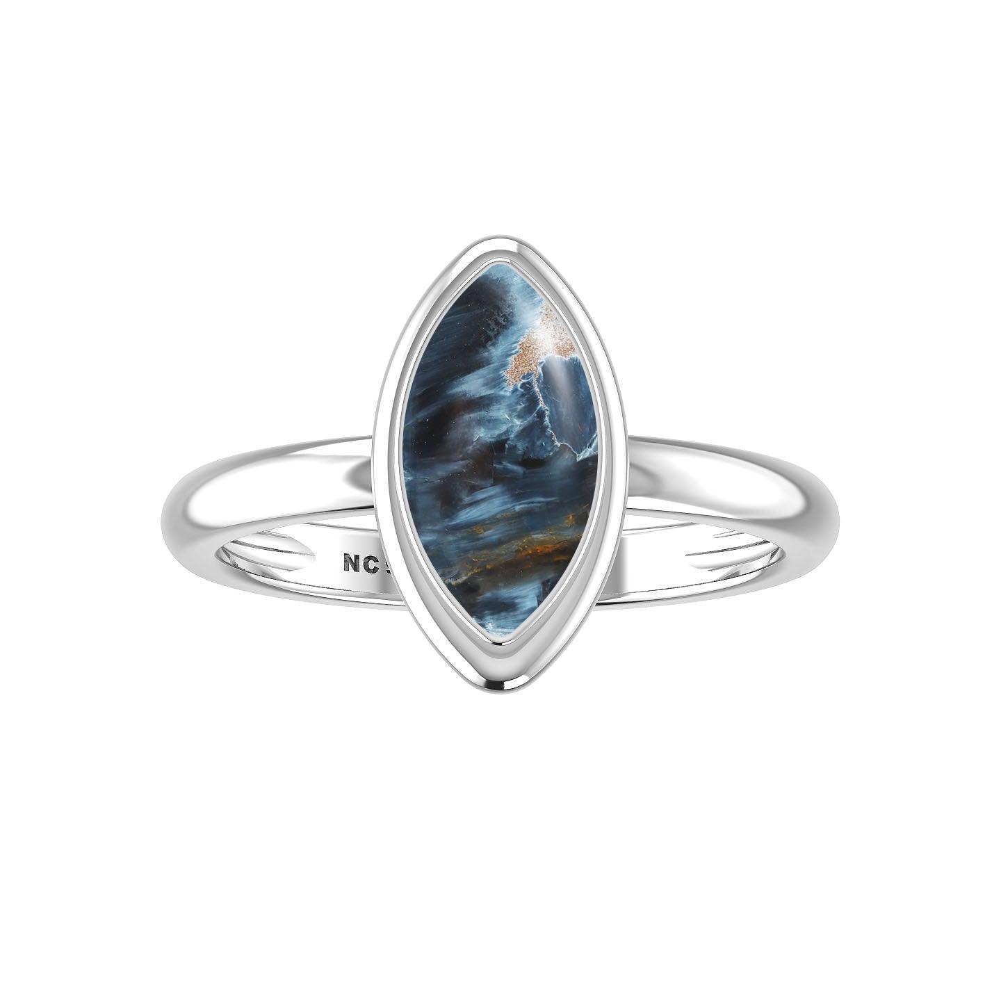 Natural Pietersite Rings for Women in Sterling Silver (Pack of 6, Bezel-Set)