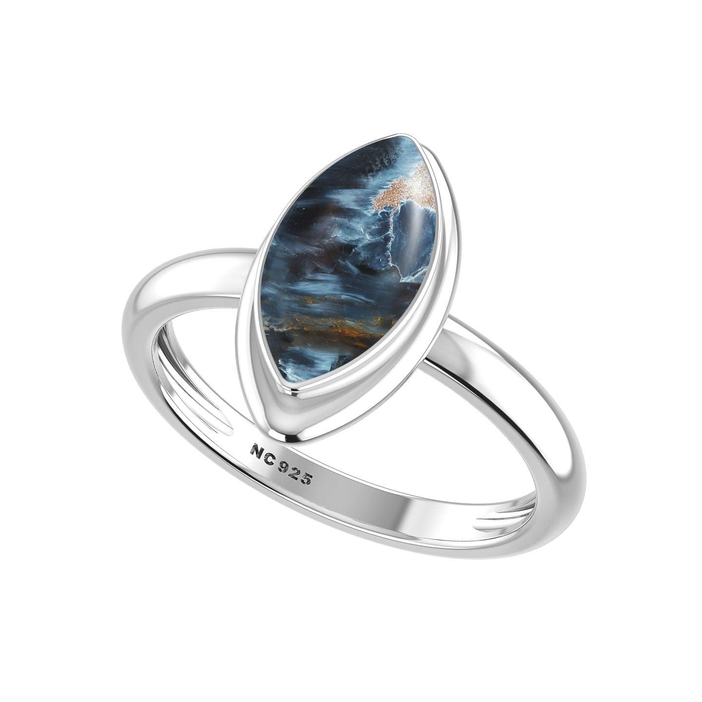 Natural Pietersite Rings for Women in Sterling Silver (Pack of 6, Bezel-Set)