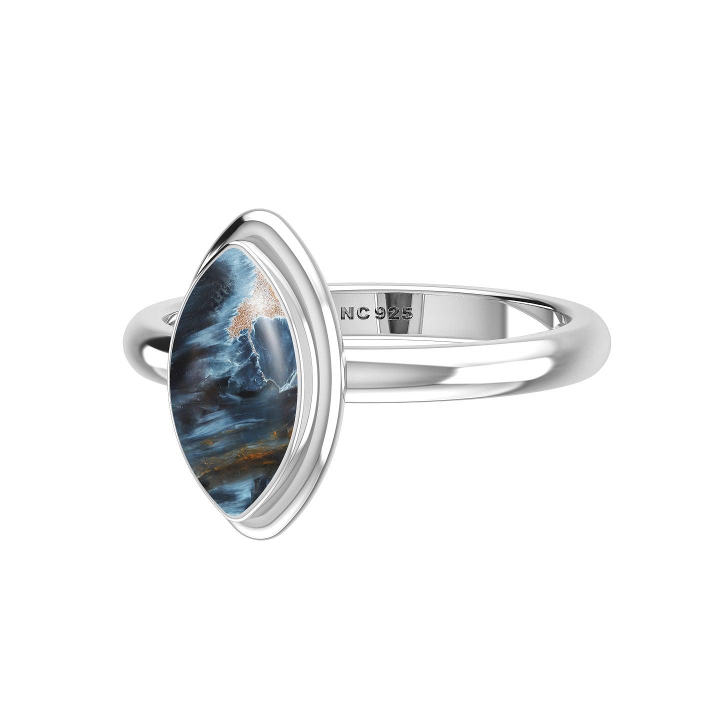 Natural Pietersite Rings for Women in Sterling Silver (Pack of 6, Bezel-Set)