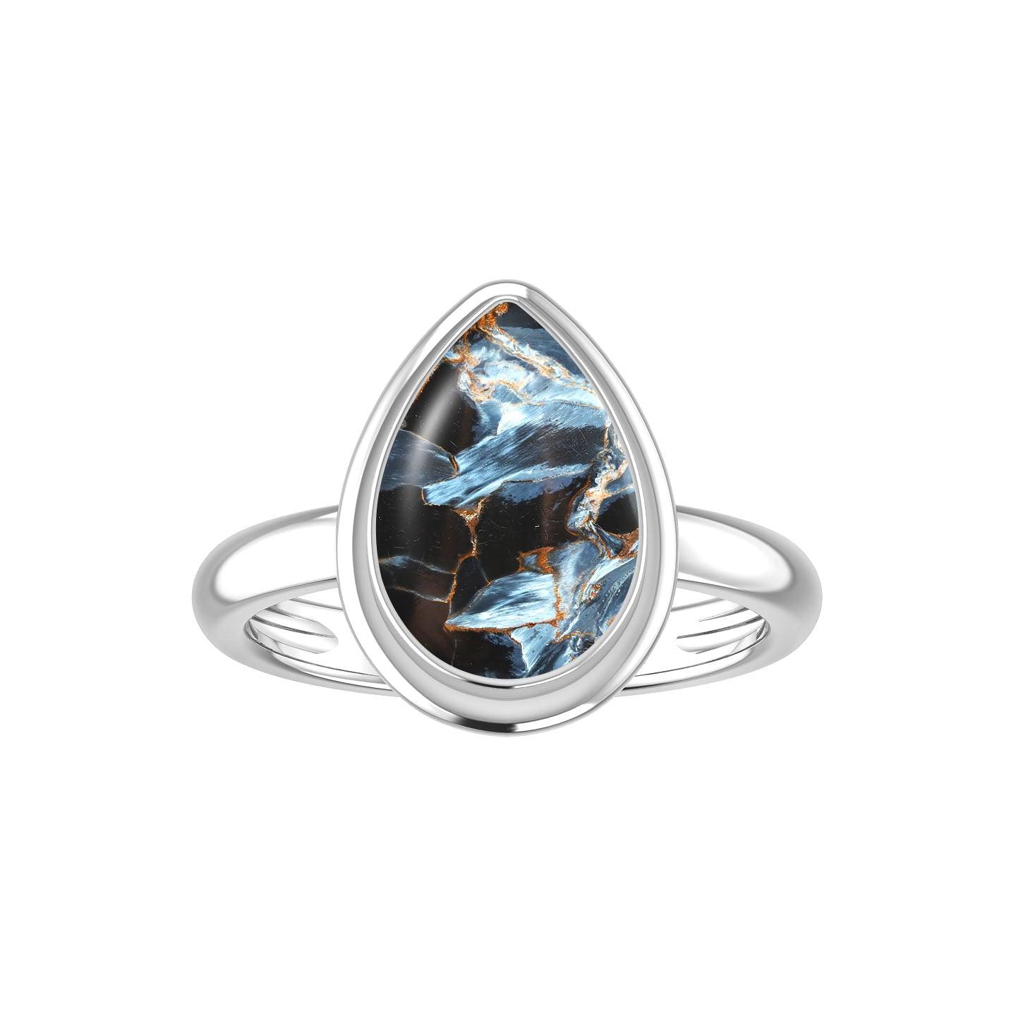 Natural Pietersite Rings for Women in Sterling Silver (Pack of 6, Bezel-Set)