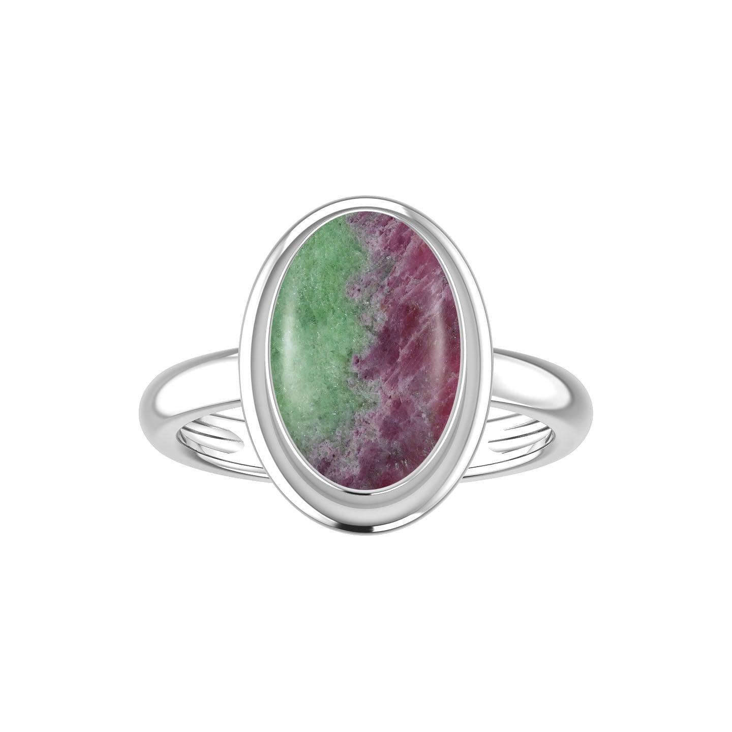 Natural Ruby Zoisite Rings for Women in Sterling Silver (Pack of 6, Bezel-Set)