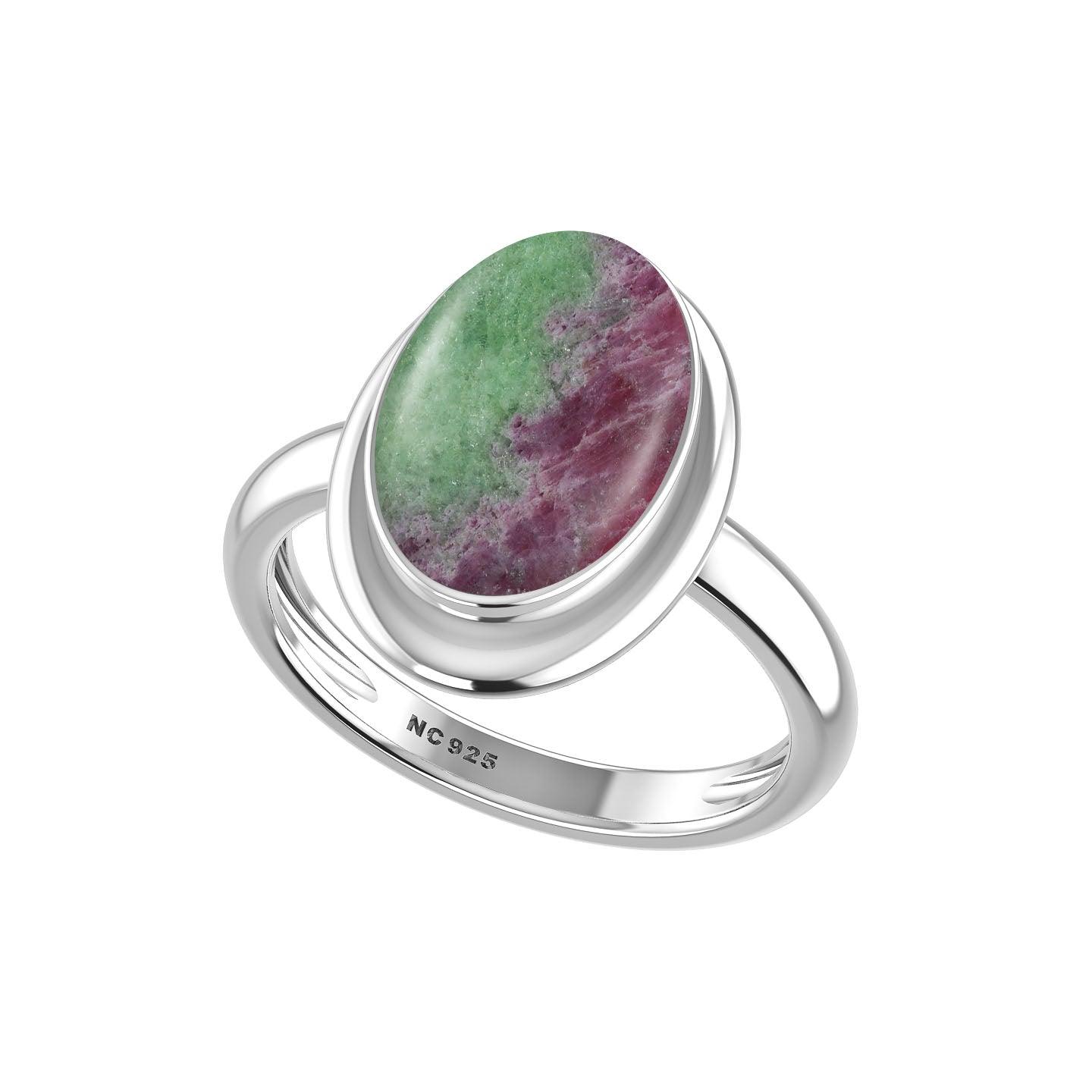 Natural Ruby Zoisite Rings for Women in Sterling Silver (Pack of 6, Bezel-Set)