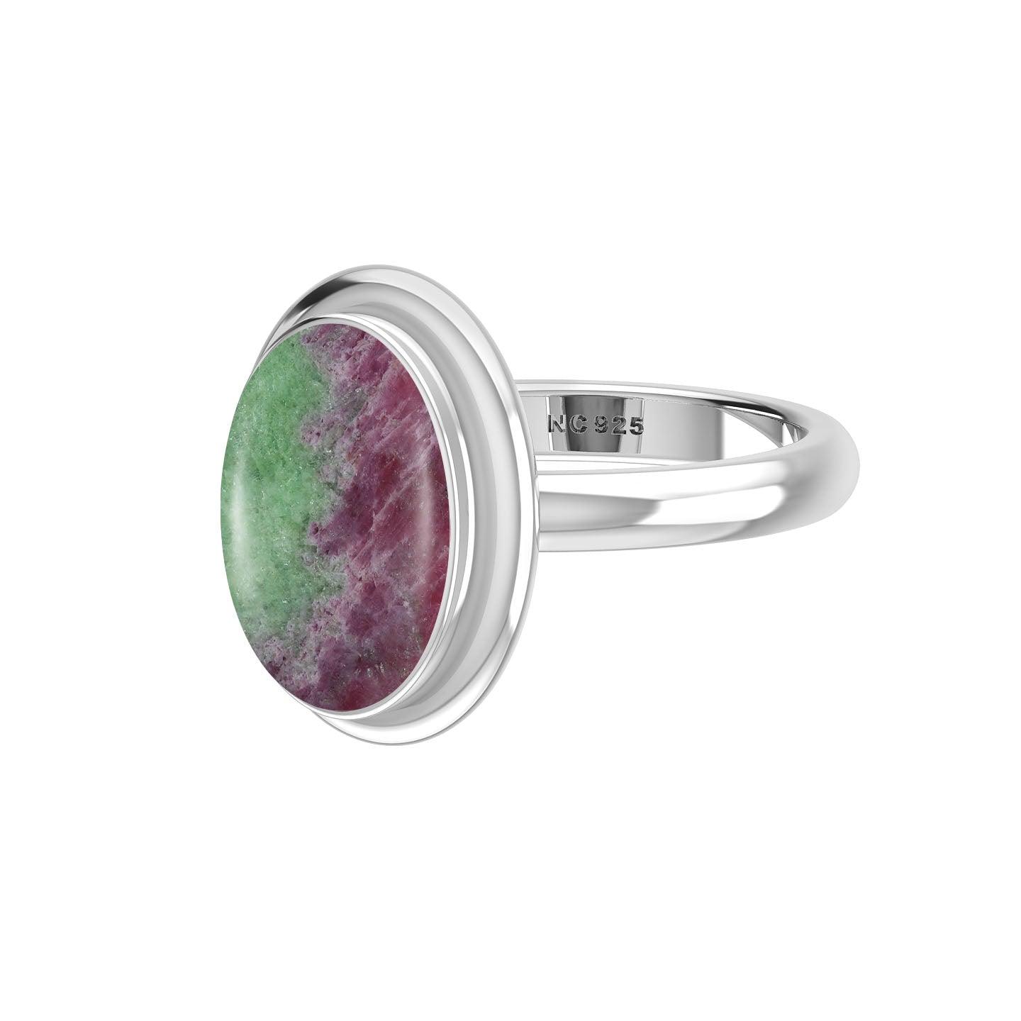 Natural Ruby Zoisite Rings for Women in Sterling Silver (Pack of 6, Bezel-Set)