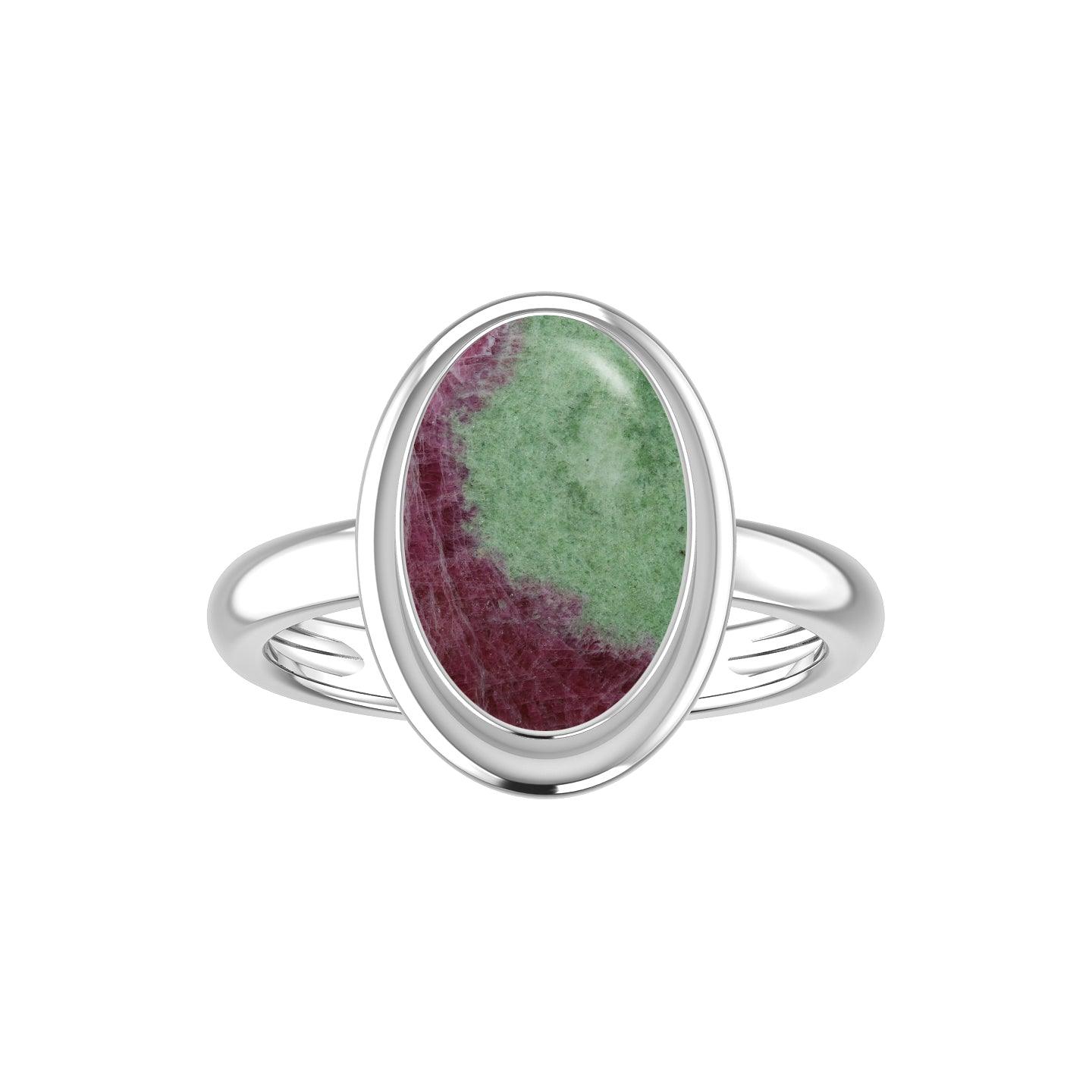 Natural Ruby Zoisite Rings for Women in Sterling Silver (Pack of 6, Bezel-Set)