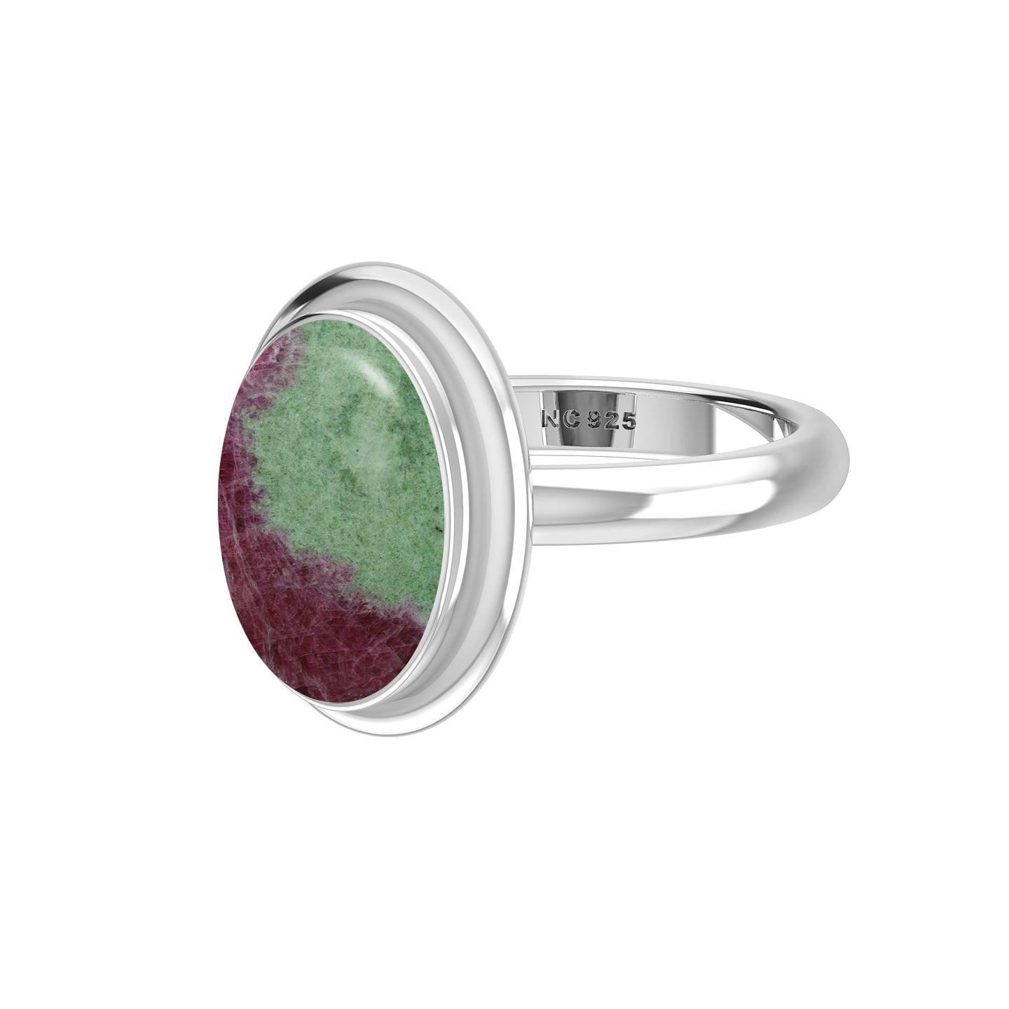 Natural Ruby Zoisite Rings for Women in Sterling Silver (Pack of 6, Bezel-Set)