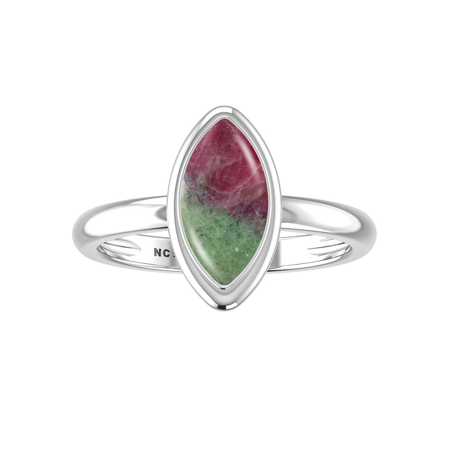 Natural Ruby Zoisite Rings for Women in Sterling Silver (Pack of 6, Bezel-Set)