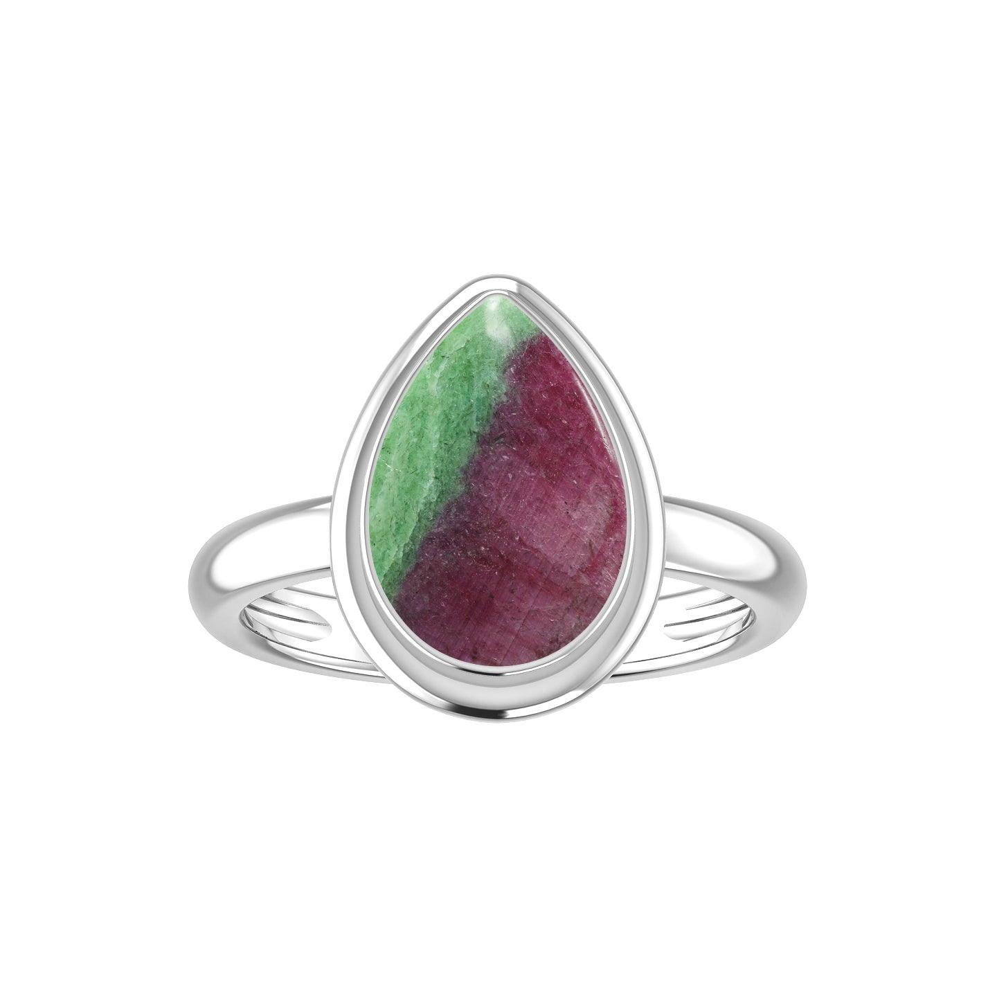 Natural Ruby Zoisite Rings for Women in Sterling Silver (Pack of 6, Bezel-Set)