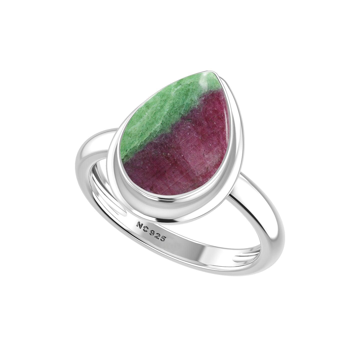 Natural Ruby Zoisite Rings for Women in Sterling Silver (Pack of 6, Bezel-Set)