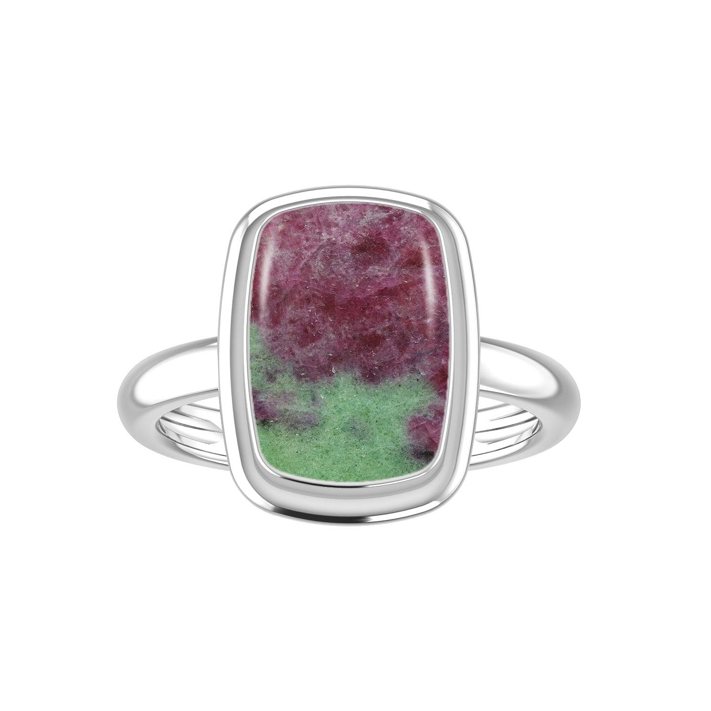 Natural Ruby Zoisite Rings for Women in Sterling Silver (Pack of 6, Bezel-Set)