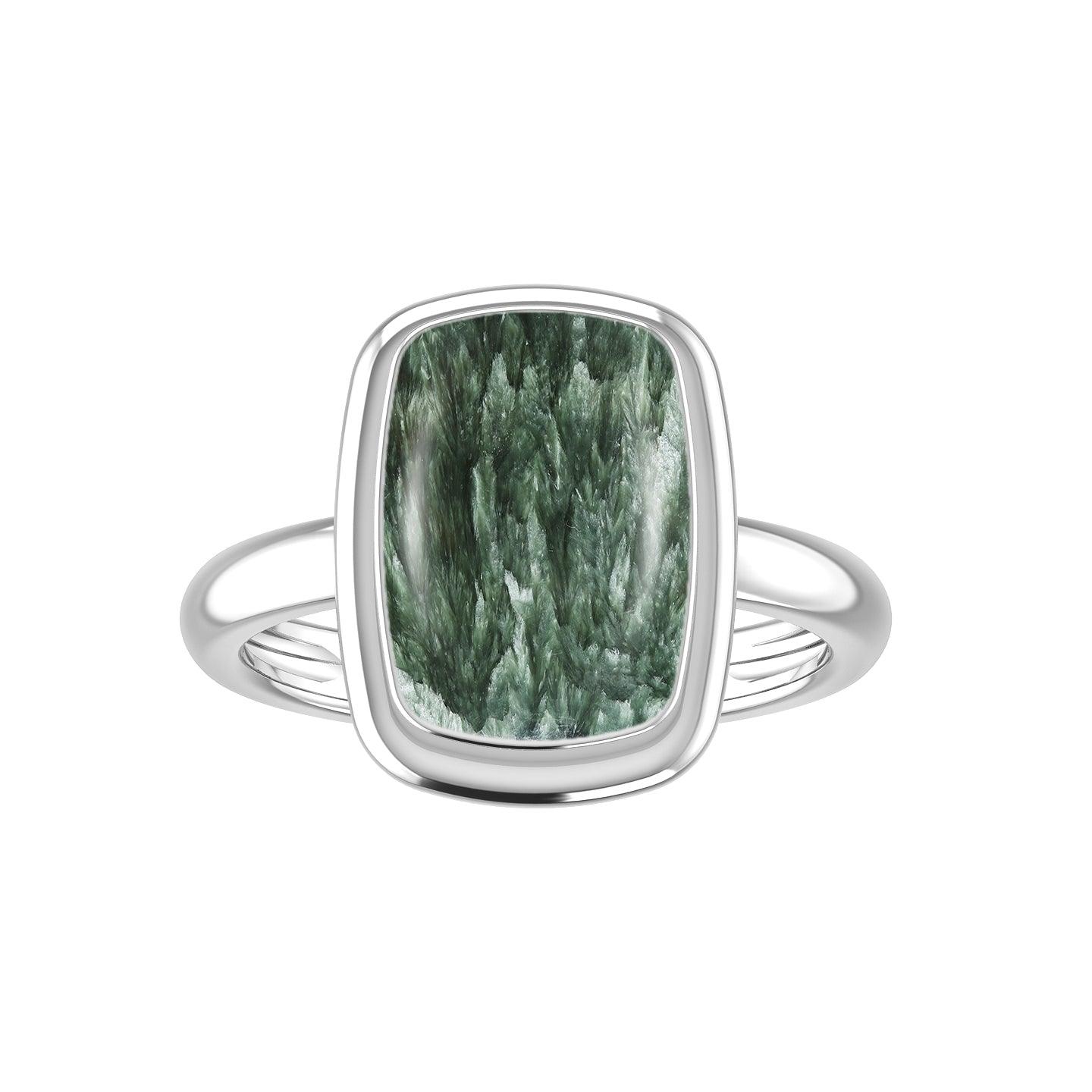 Natural Seraphinite Ring 925 Sterling Silver Ring Handmade Silver Ring Jewelry Pack of 6 - (Box 3)