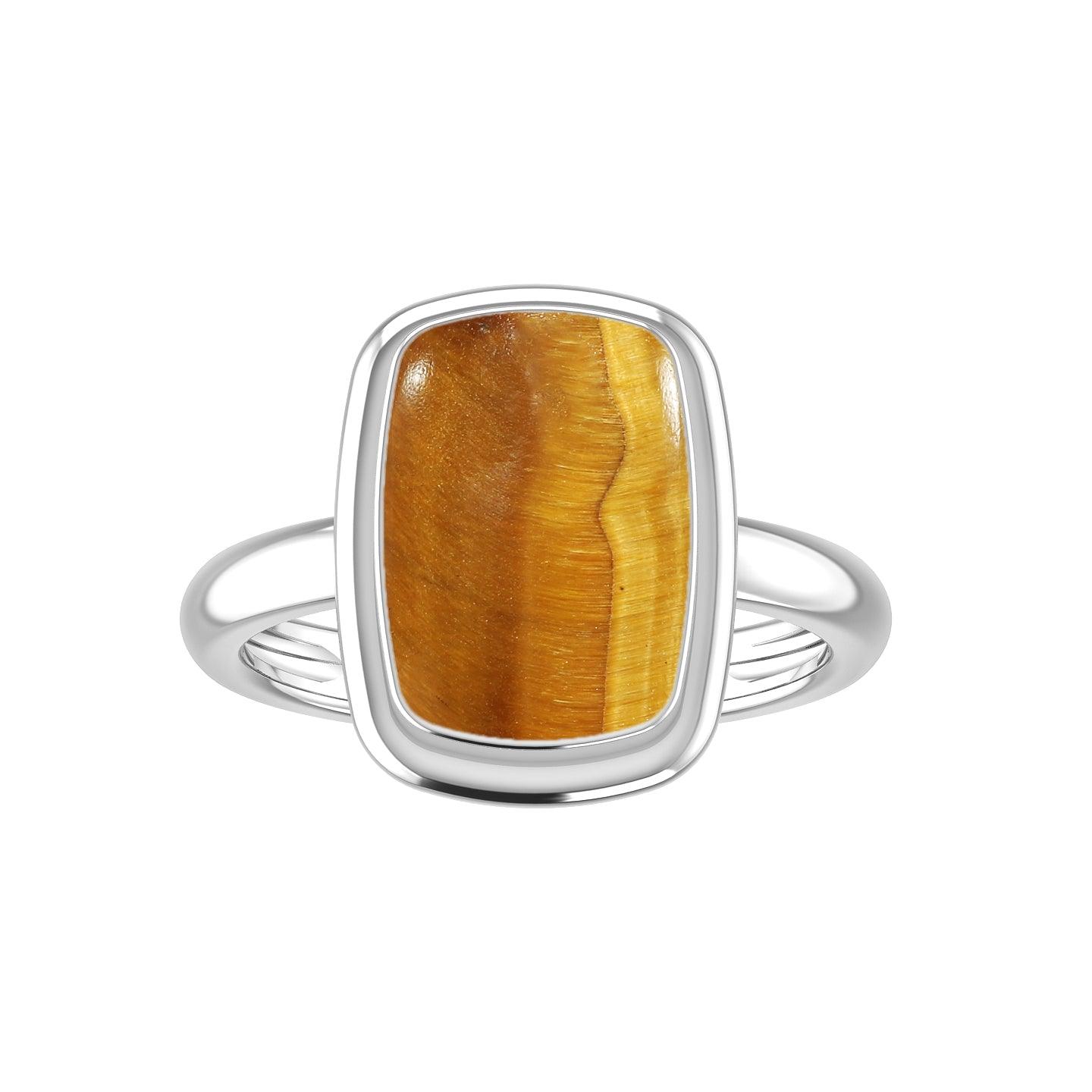 Natural Tiger Eye Ring 925 Sterling Silver Bezel Set Handmade Jewelry Pack of 6 - (Box 3)