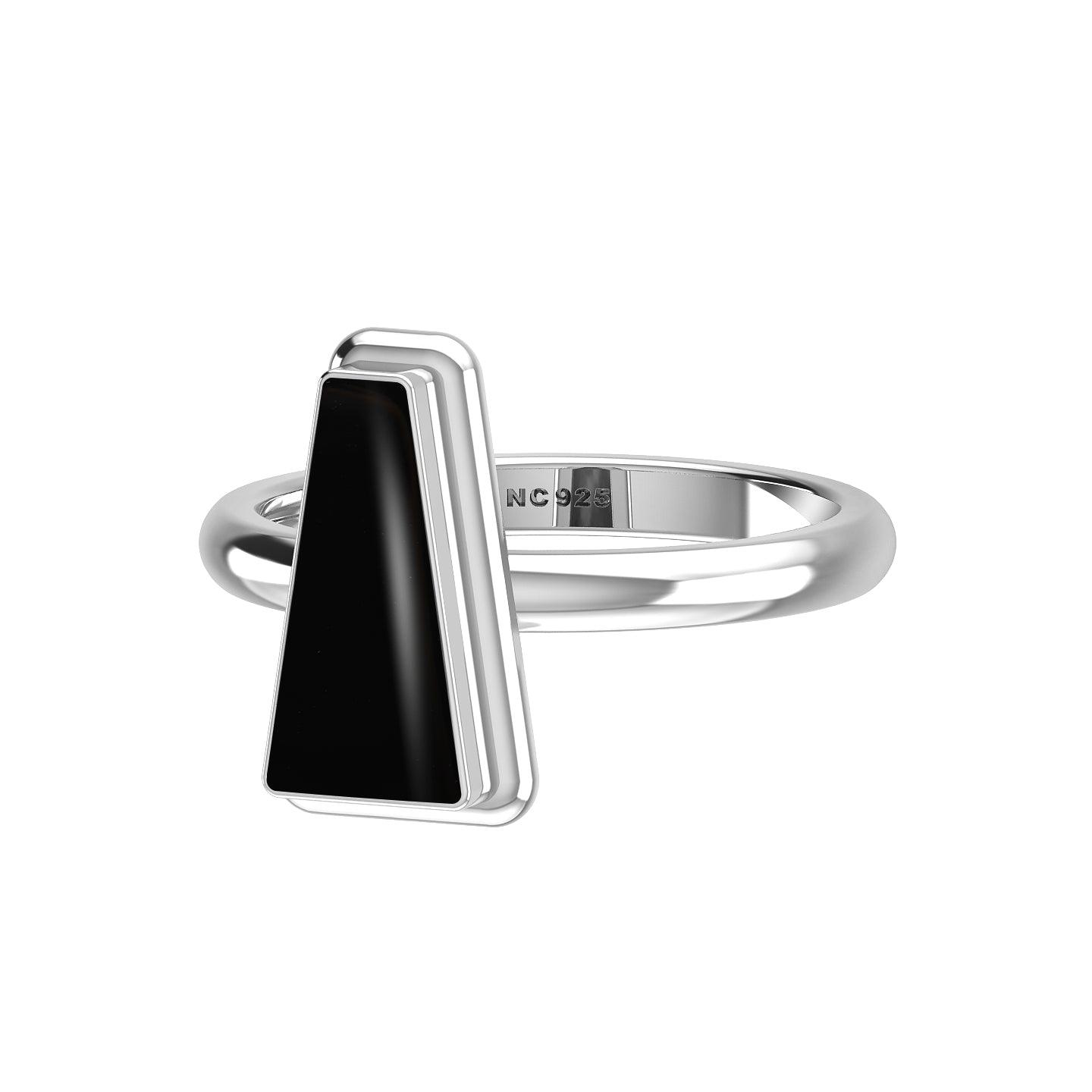 Natural Black Onyx Rings for Women in Sterling Silver (Pack of 6, Bezel-Set)