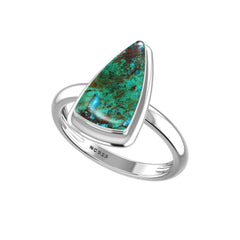Natural Chrysocolla Ring 925 Sterling Silver Bezel Set Handmade Jewelry Pack of 6 - (Box 4)
